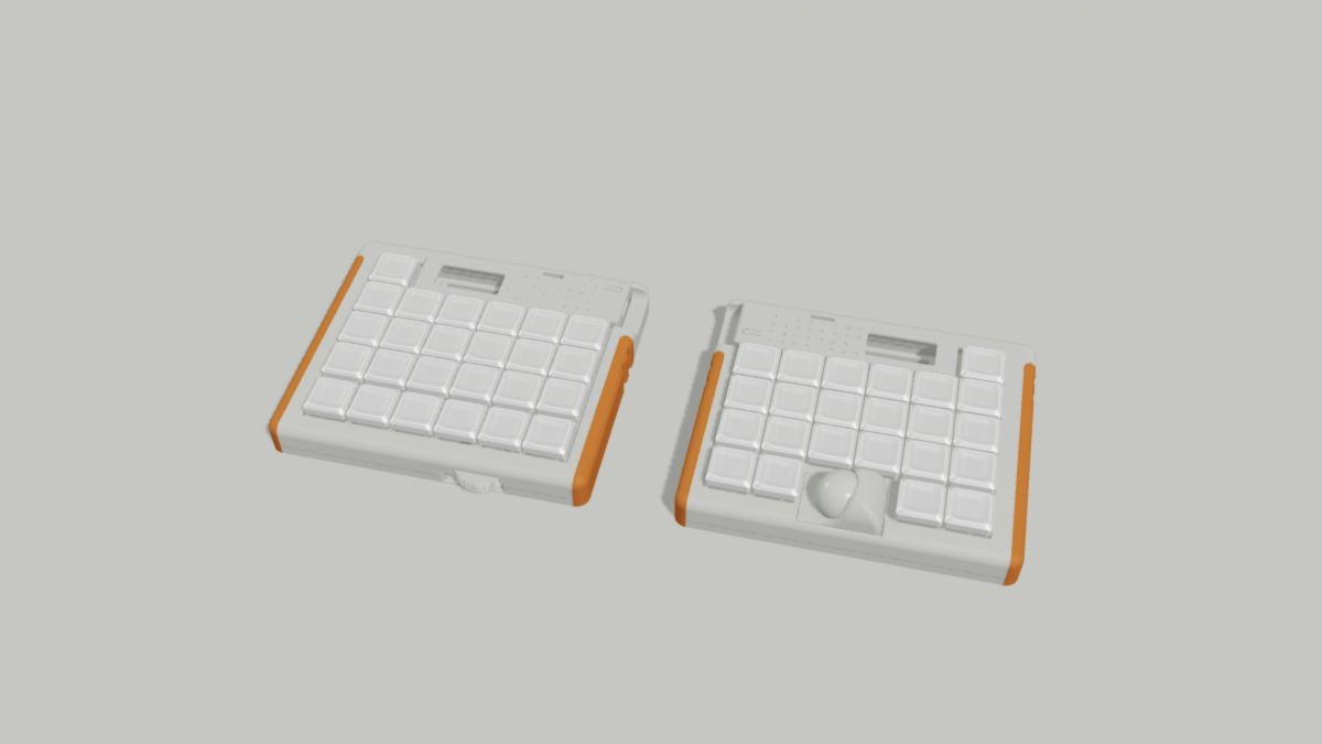 48キー、白いトラックボール、3つのロータリーエンコーダを備えたLiTom